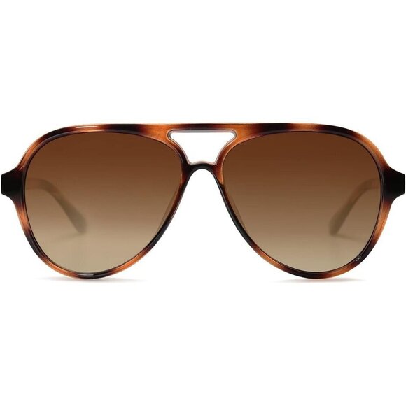 Sojos Polarized Aviator Women Brown Retro Double Bridge Sunglasses Eyewear - Picture 2 of 5